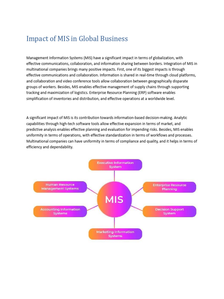 Impact of MIS in Global Business | PDF | Internet Of Things | Cloud ...
