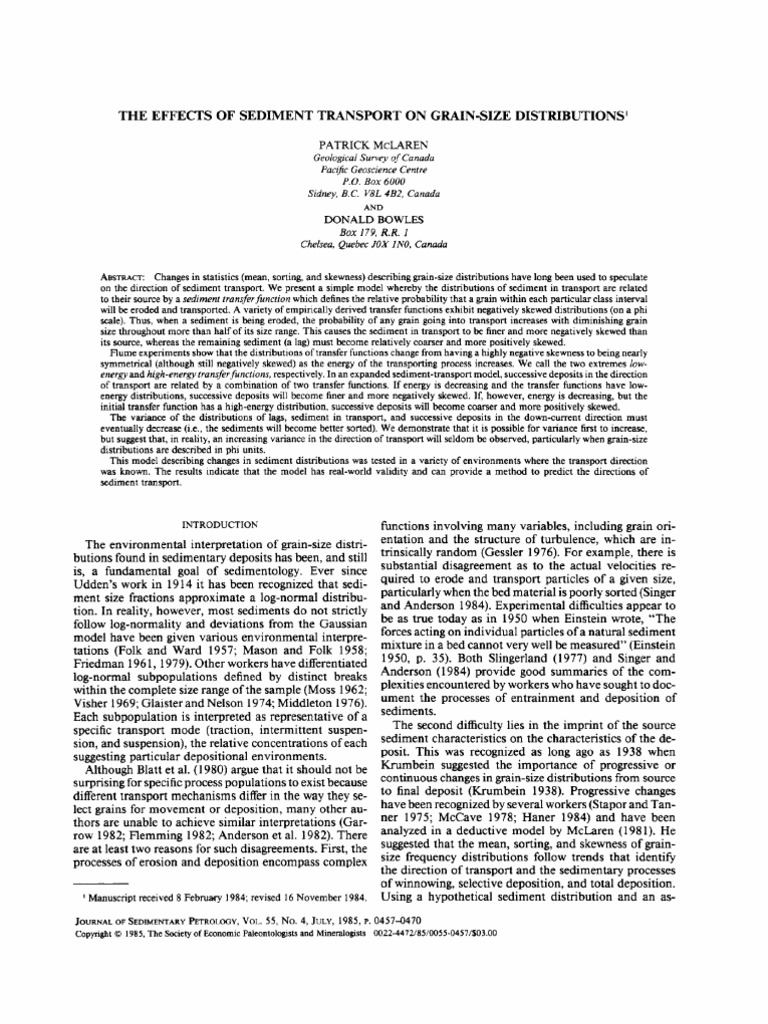 Effects of Sediment Transport On Grain-Size Distributions | PDF ...