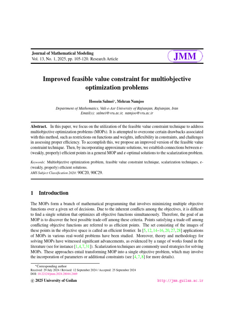 Enhanced Feasible Value Constraint in MOPs | PDF | Mathematical ...