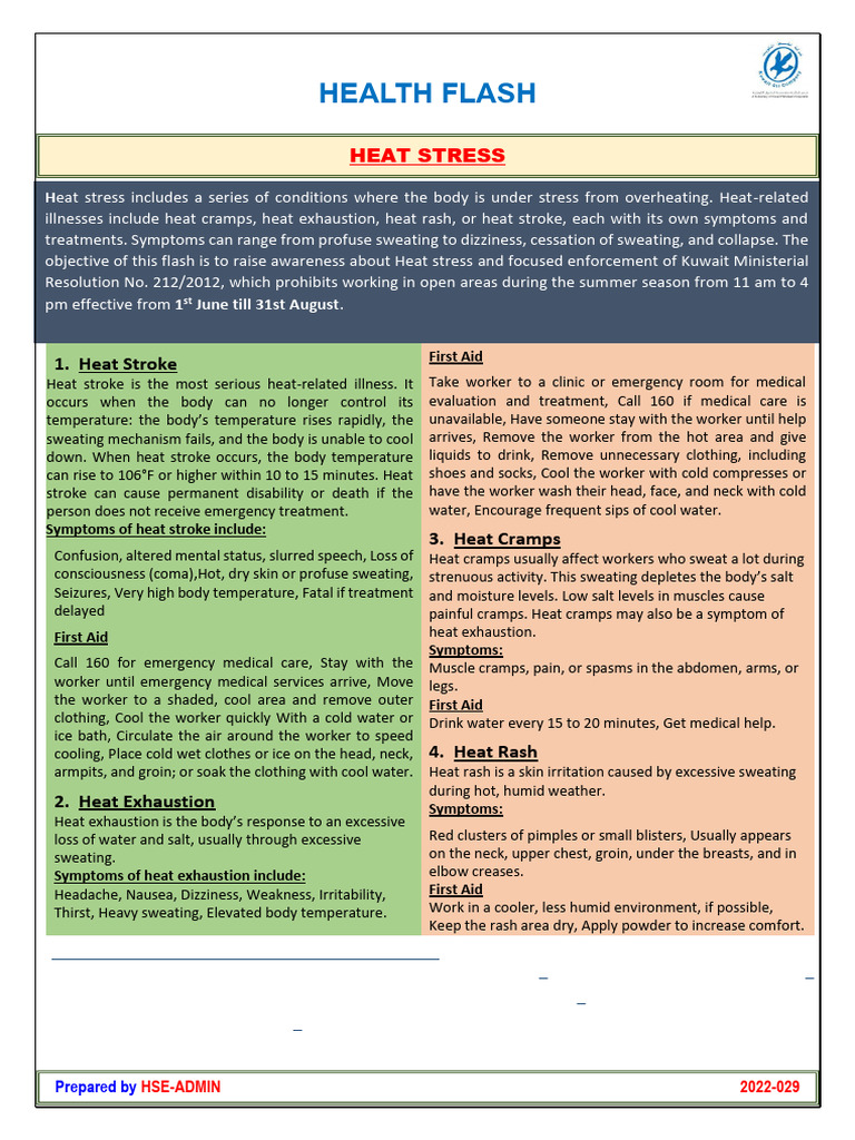 Health Flash - Heat Stress 2022 | PDF | Hyperthermia | Diseases And ...