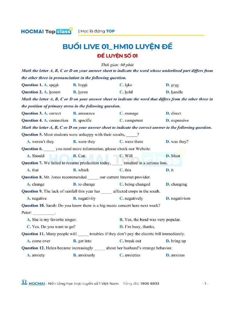 HM10LD de So 01 de Thi | PDF