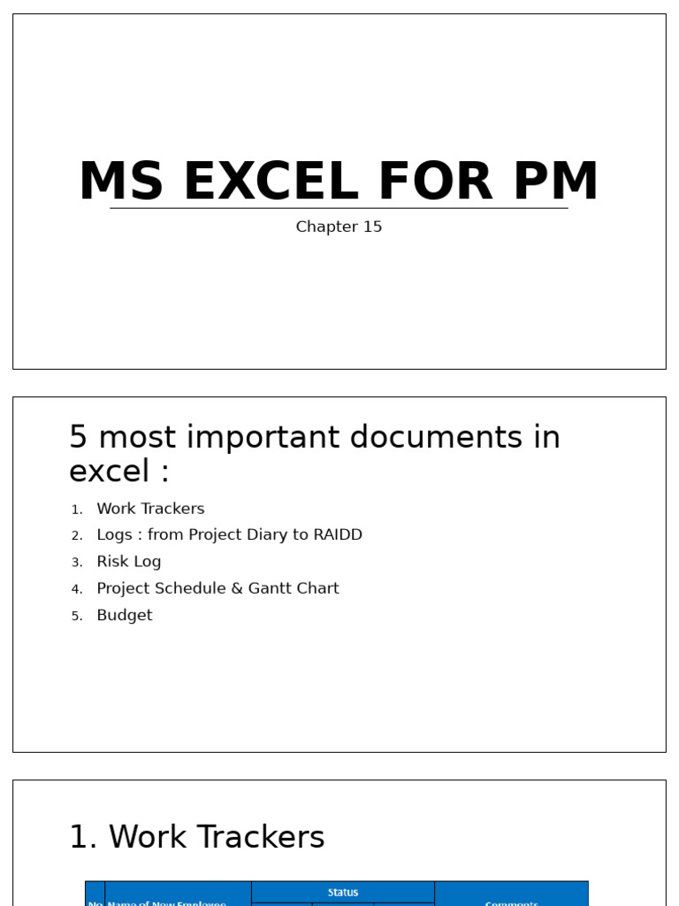 Project Management - Ms Excel For PM | PDF