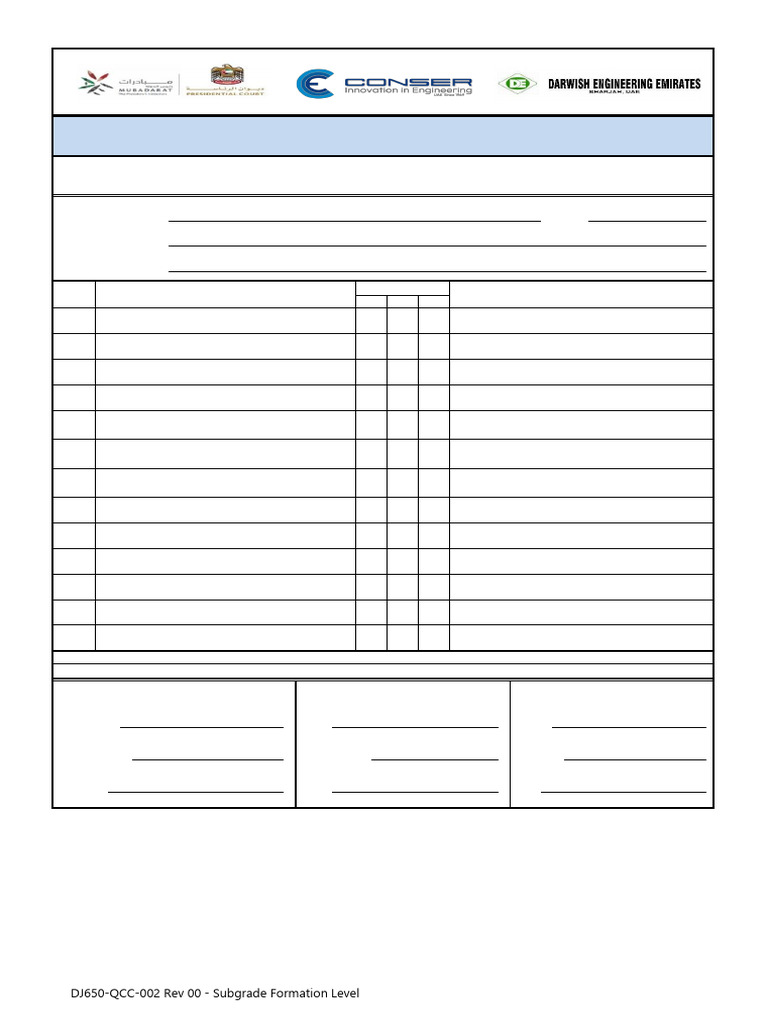 DJ650-QCC-002 Rev 00 - Subgrade Formation Level | PDF