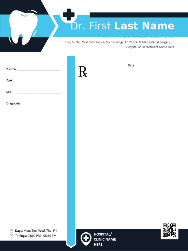 Dental Prescription Template Sample | PDF