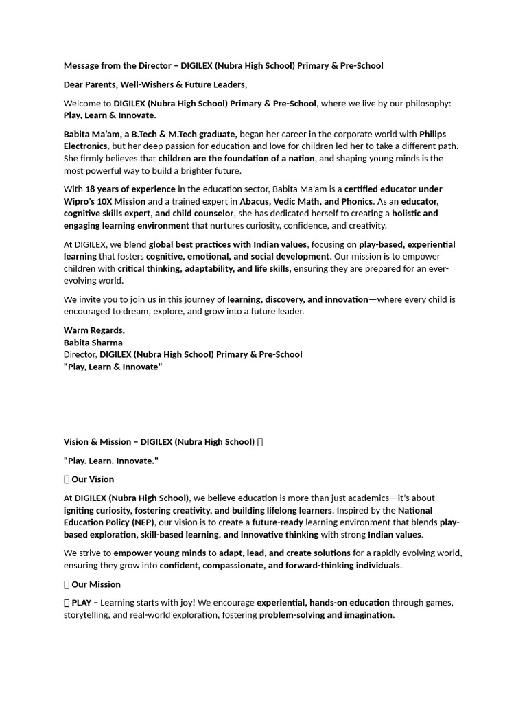Message From The Director | PDF | Learning | Behavior Modification