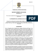 Decreto Número 4444 de 2006: Ministerio de La Proteccion Social