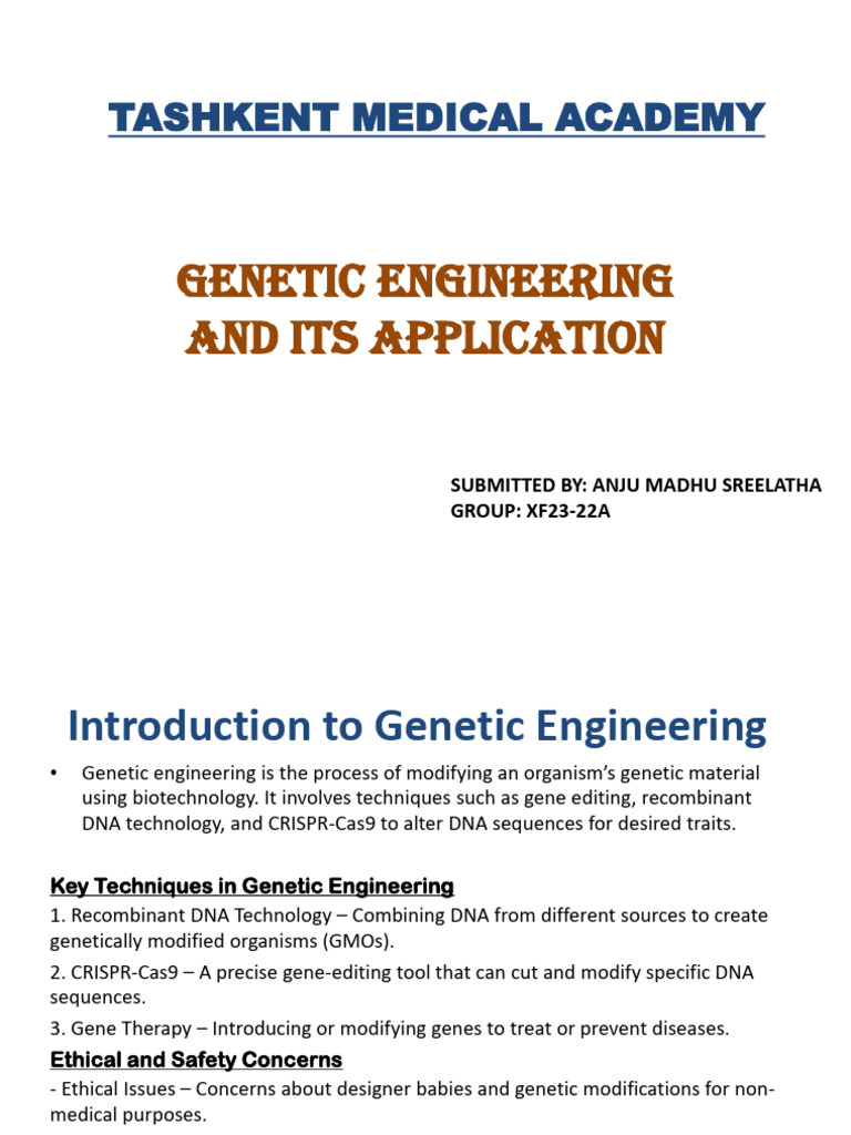 Genetic Engineering: Techniques & Applications | PDF