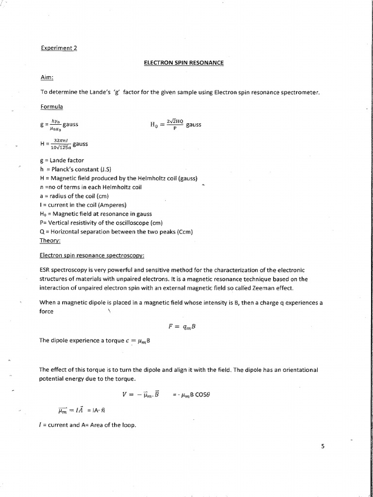 Electron Spin Resonance | PDF