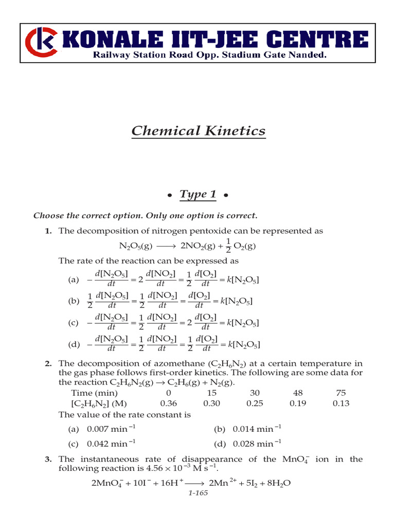 Chemical Kinetics DPP Final | PDF | Activation Energy | Reaction Rate