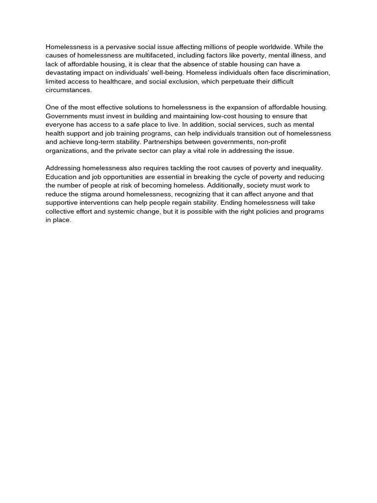 Homelessness and Affordable Housing | PDF