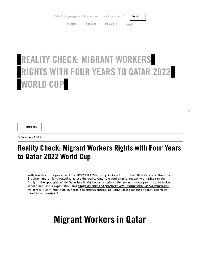 Migrant Workers' Rights in Qatar 2022 | PDF | Migrant Worker | Justice