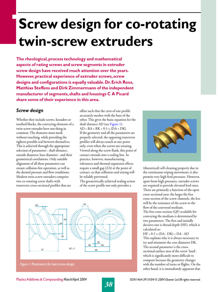 Twin-Screw Extruder Screw Design Insights | PDF | Screw | Wear
