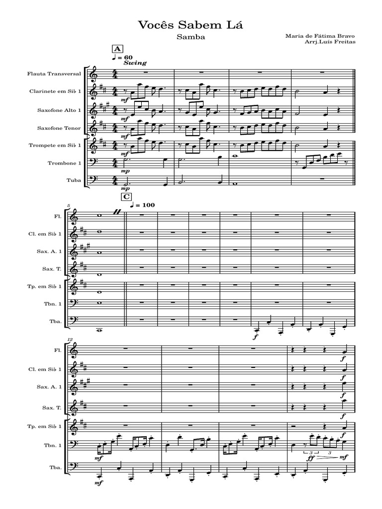 Samba Sheet Music for Various Instruments | PDF | Performing Arts ...