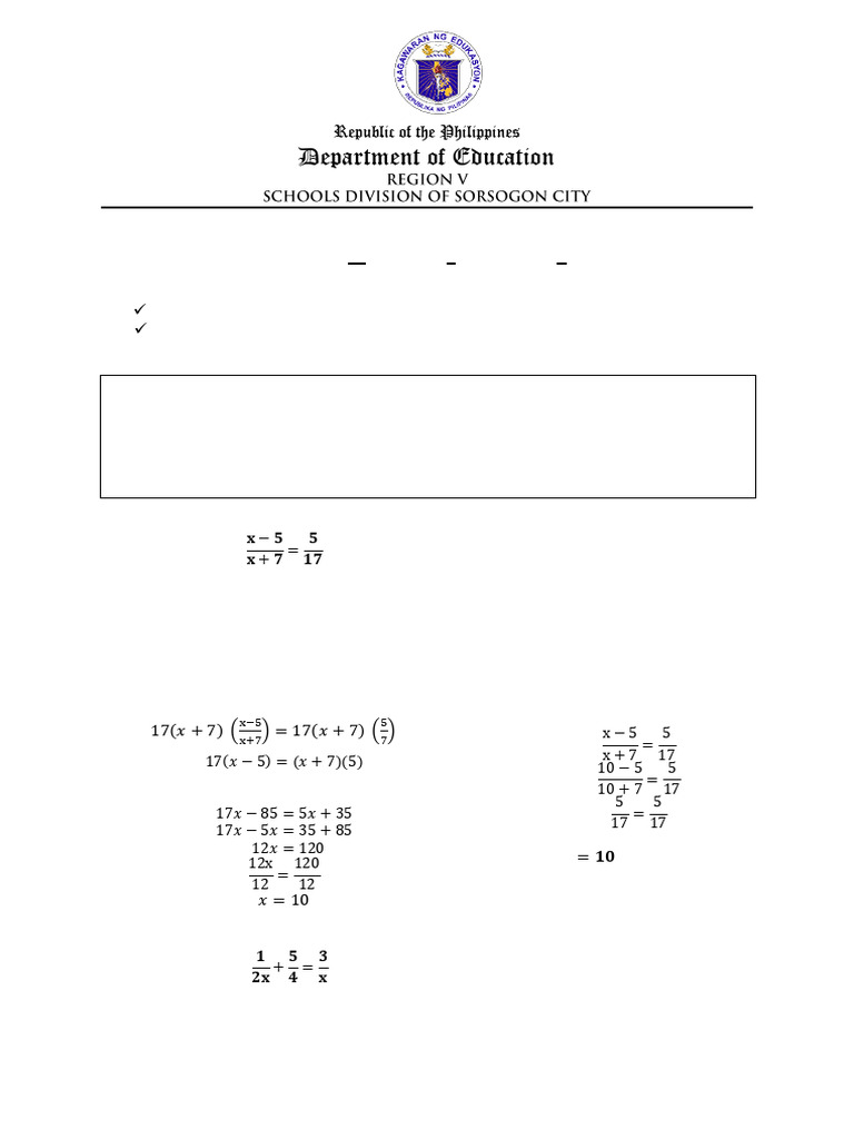 Q1 General Mathematics Week 3 LAS 4 | PDF | Equations | Inequality ...