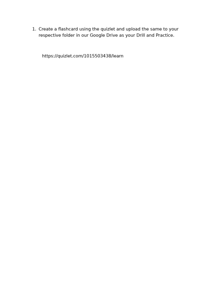 Create A Flashcard Using The Quizlet and Upload The Same To Your ...