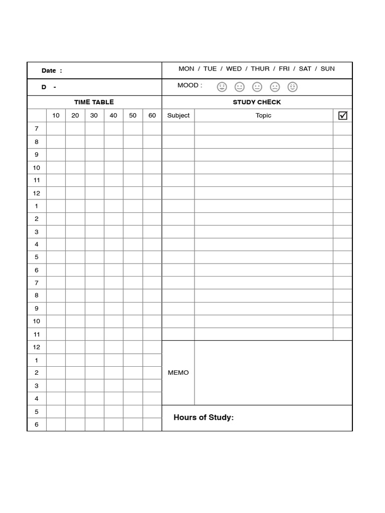 Daily Study Planner Printable | PDF