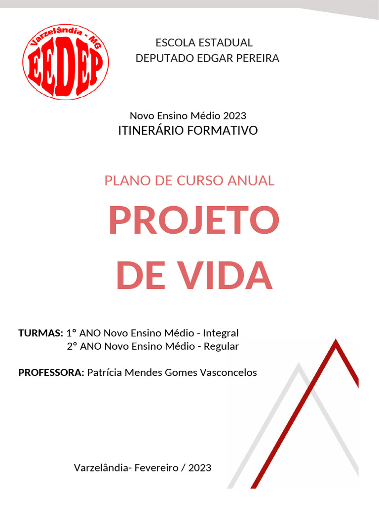 Projeto de Vida no Novo Ensino Médio | PDF | Aprendizado | Competência ...