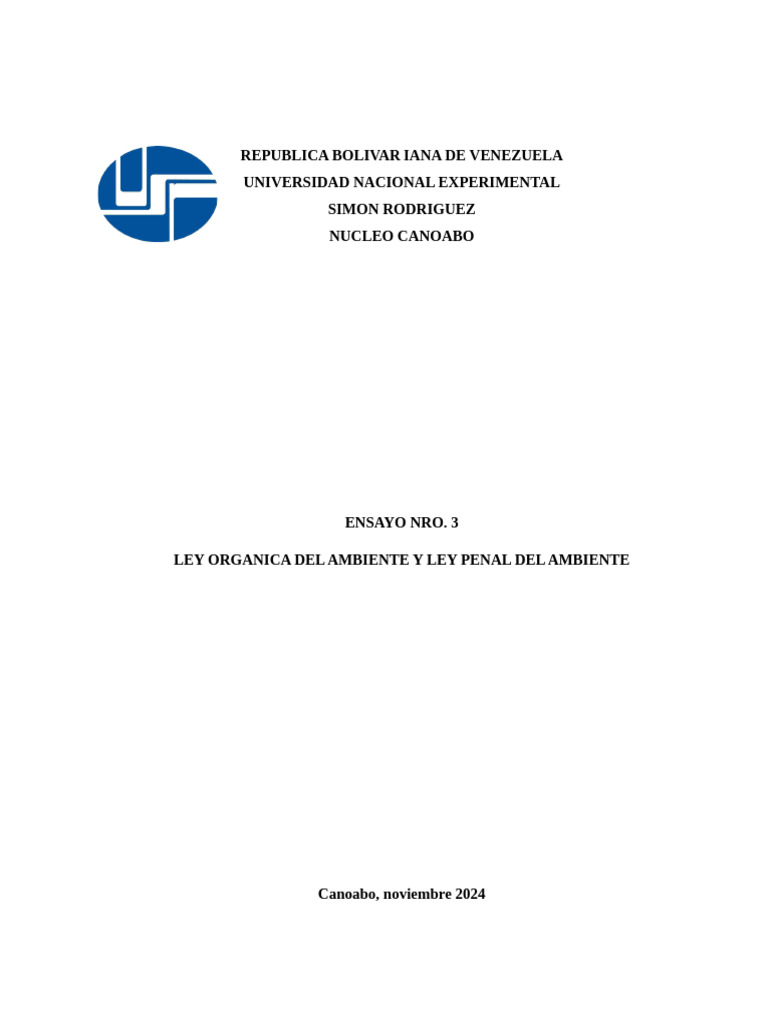 Ley Penal del Ambiente en Venezuela 2024 | PDF | Sustentabilidad ...