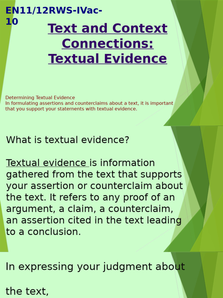 Understanding Textual Evidence Techniques | PDF
