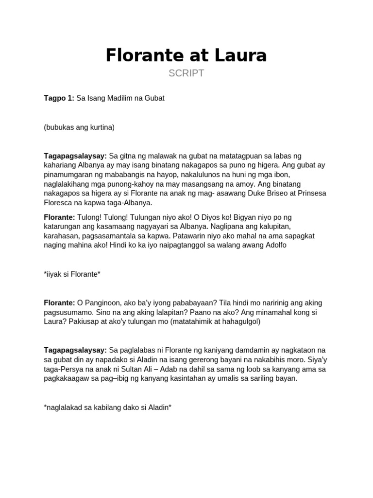 Florante at Laura Script Revised 1 | PDF