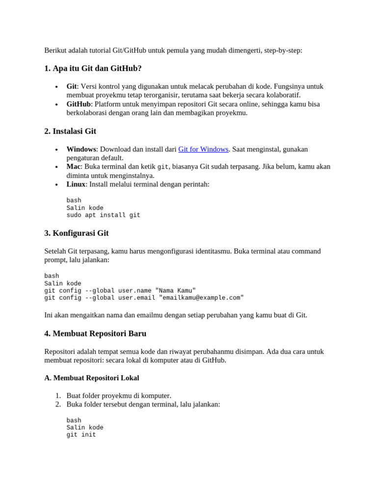 Tutorial Git dan GitHub untuk Pemula | PDF