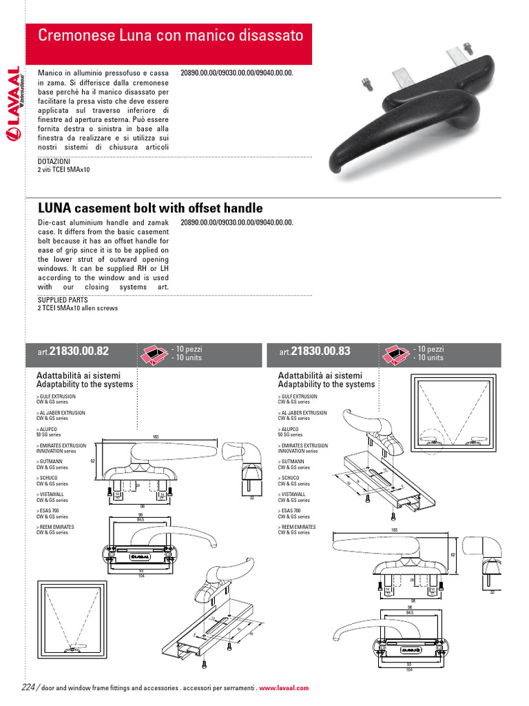 LUNA Casement Bolt with Offset Handle | PDF | Mechanical Engineering ...