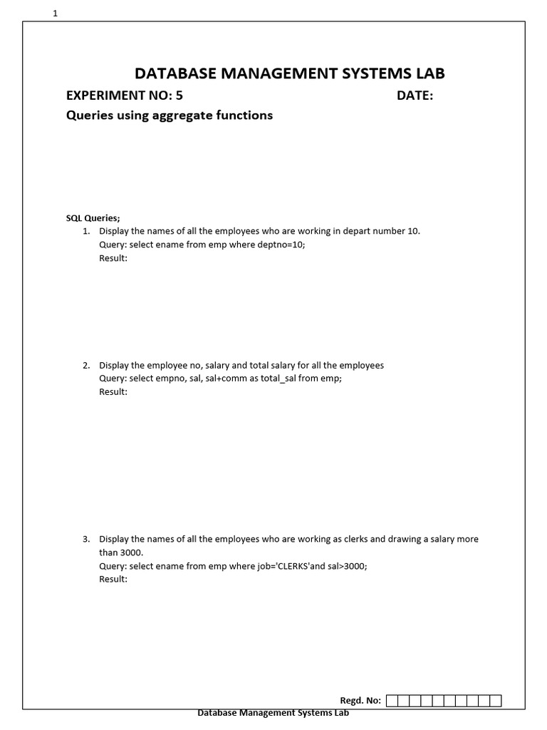 SQL Aggregate Functions and Queries | PDF | Computing | Computer ...