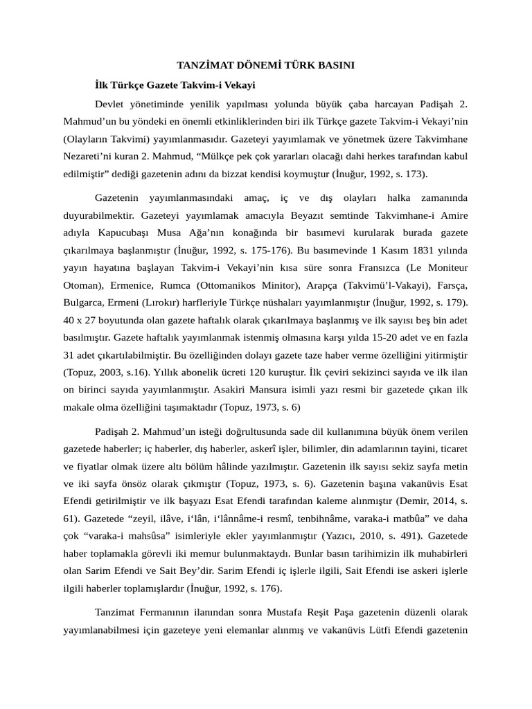 Tanzimat Dönemi Türk Basını | PDF