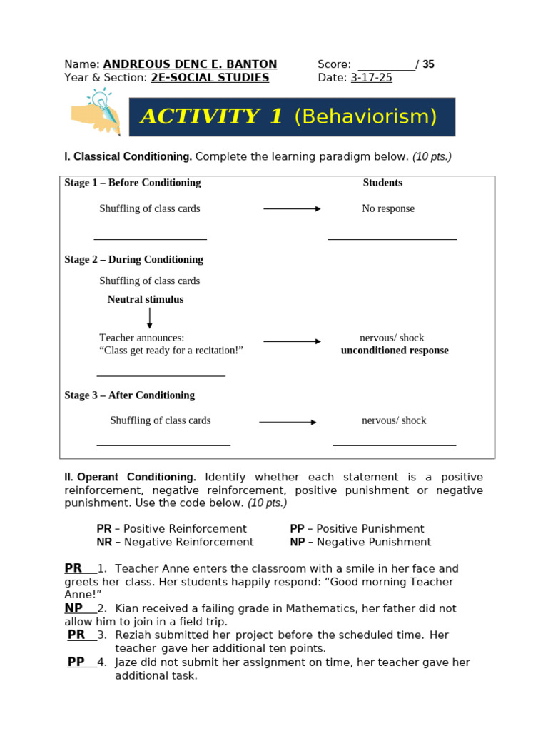 Behaviorism in Education: Conditioning Techniques | PDF | Reinforcement ...