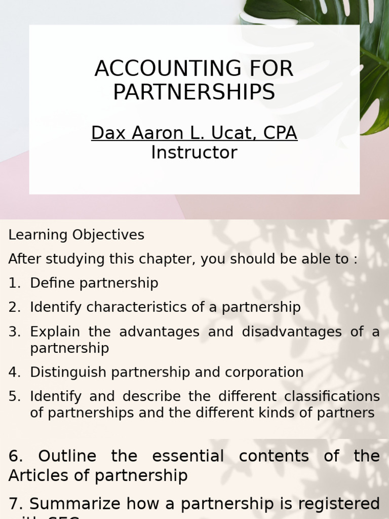 Accounting Fundamentals for Partnerships | PDF | Partnership | Debits ...