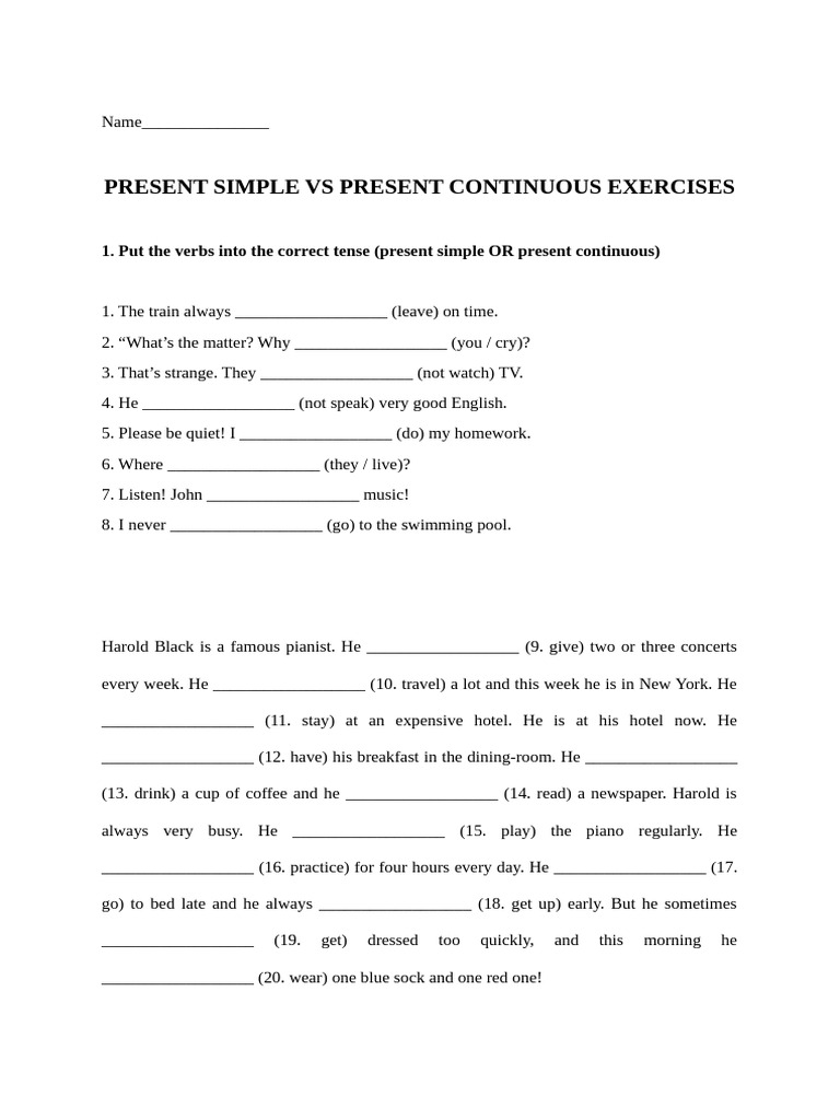Simple Present VS Present Continuous | PDF