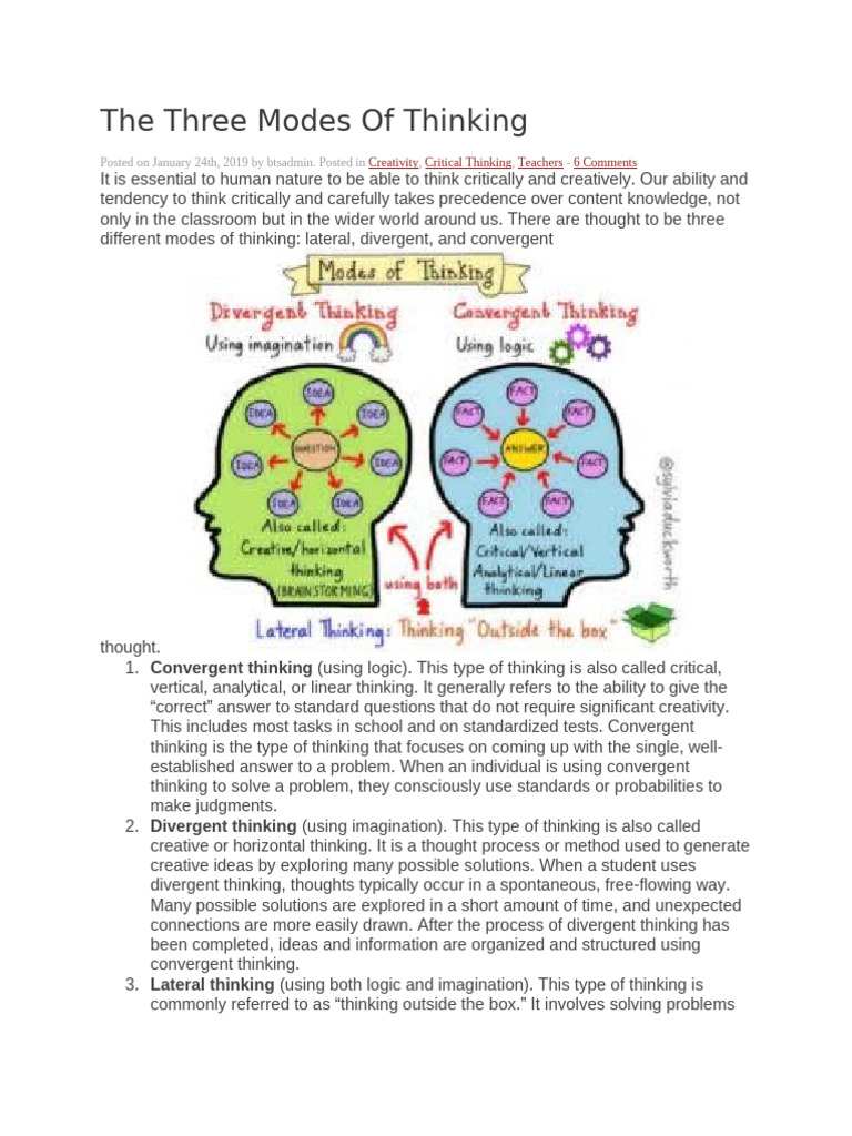 The Three Modes of Thinking - Docx 2 | PDF