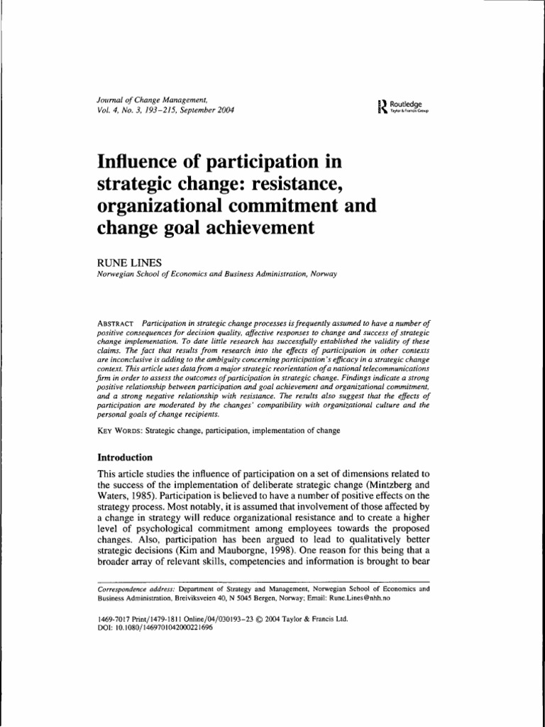 Impact of Participation on Strategic Change | PDF | Validity ...