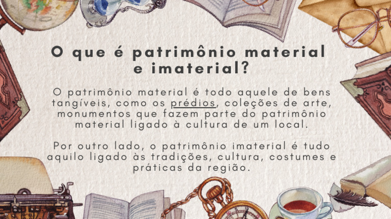 Diferença entre patrimônio material e imaterial | PDF