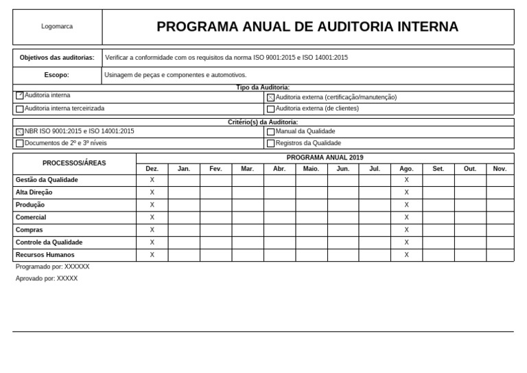 Programa Anual de Auditoria Interna | PDF