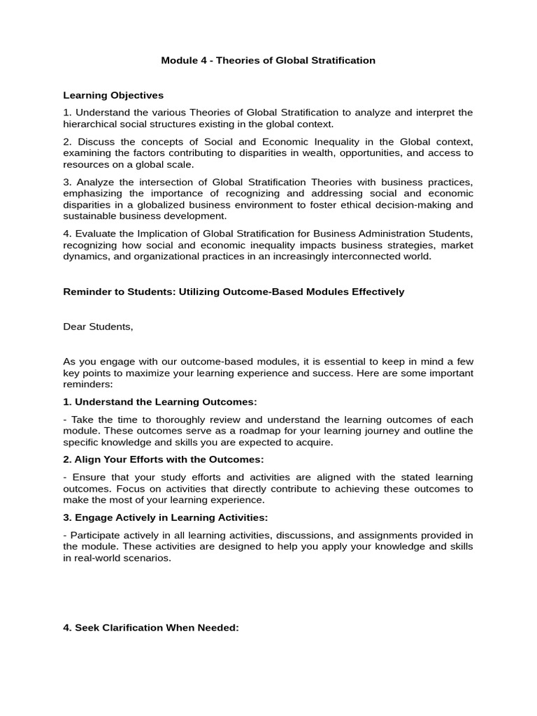 Week 4 - Theories of Global Stratification | PDF | Economic Inequality ...