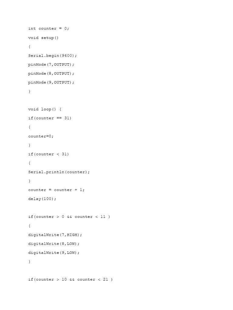 Arduino LED Counter Code Example | PDF