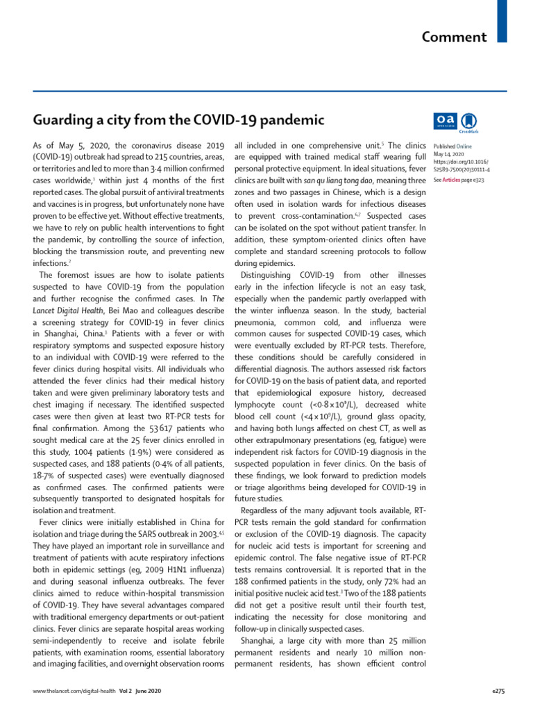 Guarding A City From The COVID 19 Pandemic - 2020 - La | PDF | Pandemic ...