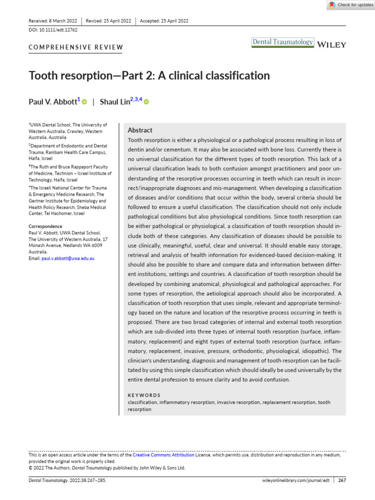 Tooth Resorption Classification Overview | PDF | Human Tooth | Medical ...