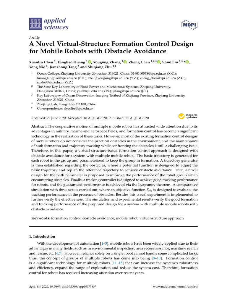 Mobile Robot Formation Control with Obstacle Avoidance | PDF | Control ...