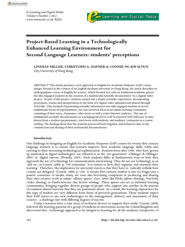 Project-Based Learning for EAP Students | PDF | Learning | Educational ...