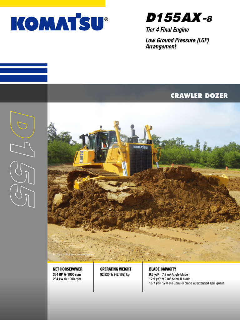 Komatsu D155AX-8 Low Ground Pressure Dozer | PDF | Horsepower | Tractor