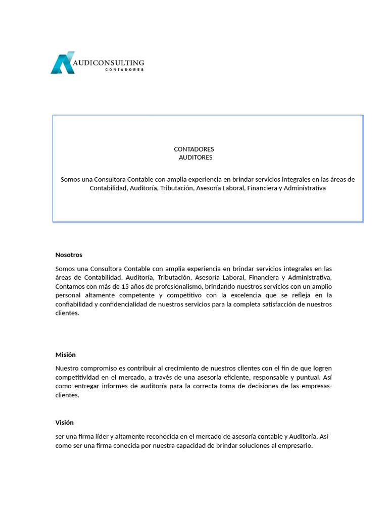 Consultora Contable y Auditoría Integral | PDF | Auditoría | Contabilidad
