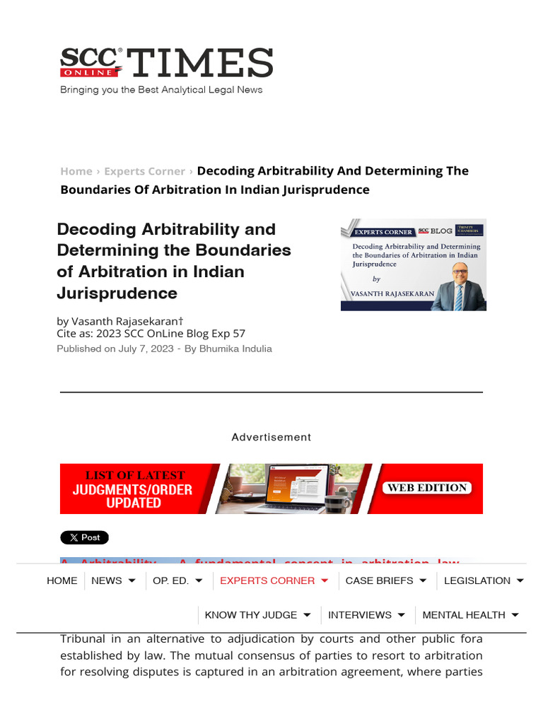 Arbitrability of Disputes in India | PDF | Arbitration | Justice