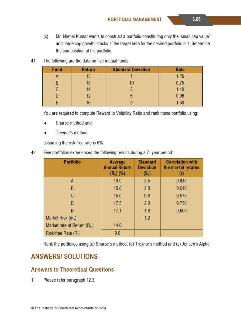 Solution of Portfolio MGMT CA Final | PDF | Variance | Beta (Finance)