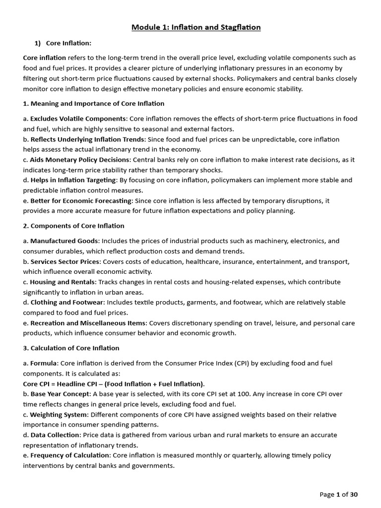Core Inflation and Price Level Measures | PDF | Cost Of Living | Inflation