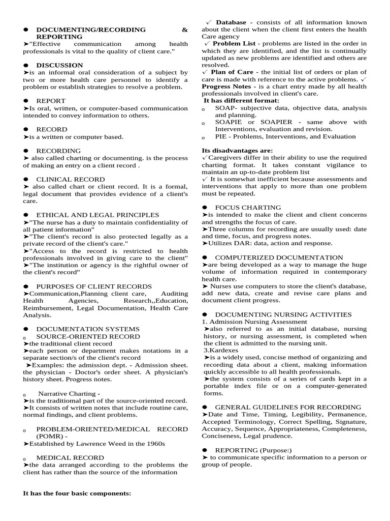 Nursing Documentation Fundamentals | PDF | Nursing | Medical Record