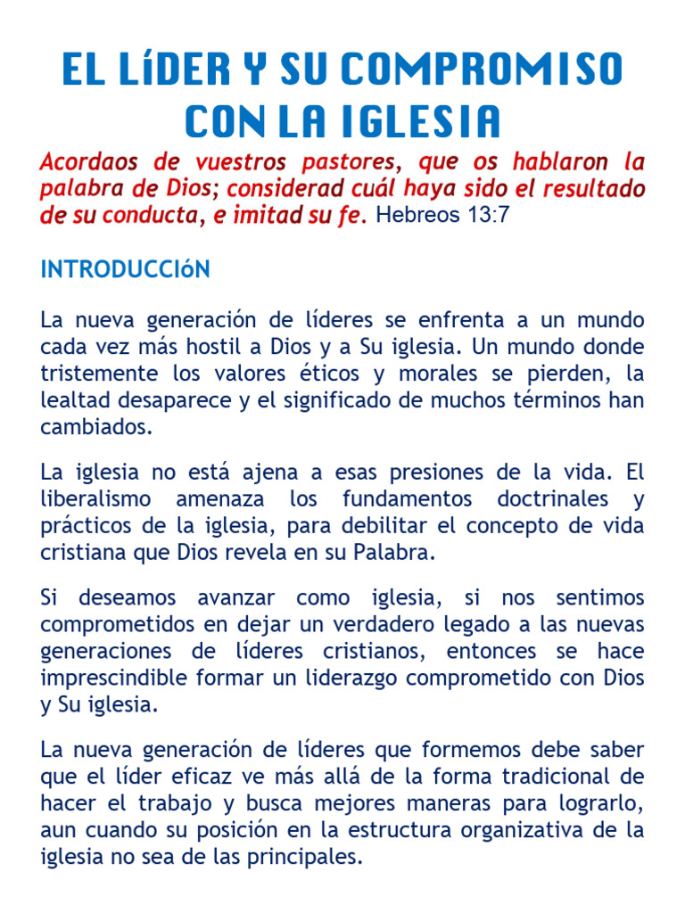 Liderazgo Comprometido en la Iglesia | PDF | Liderazgo | Iglesia cristiana