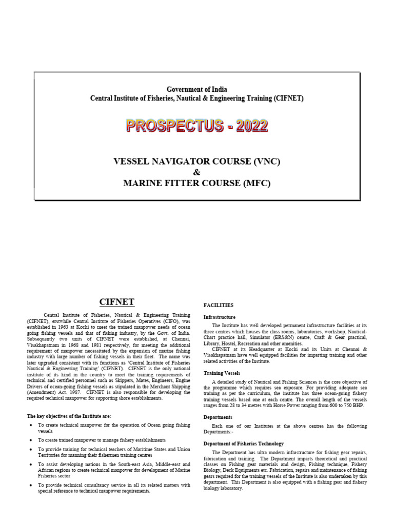 Vessel Navigator & Marine Fitter Courses | PDF | Engineering