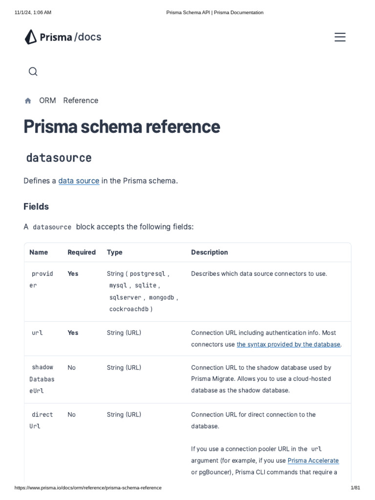 Prisma Schema API - Prisma Documentation | PDF | Boolean Data Type ...